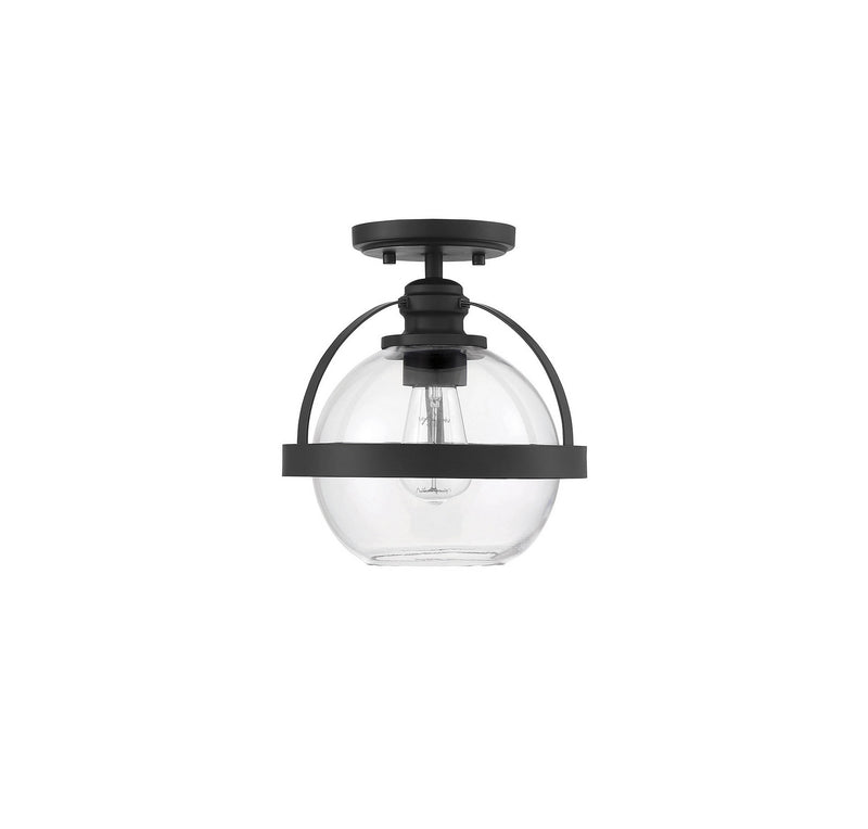 One Light Semi-Flush Mount<br /><span style="color:#4AB0CE;">Entrega: 4-10 dias en USA</span><br /><span style="color:#4AB0CE;font-size:60%;">PREGUNTE POR ENTREGA EN PANAMA</span><br />Collection: Pendleton<br />Finish: Matte Black