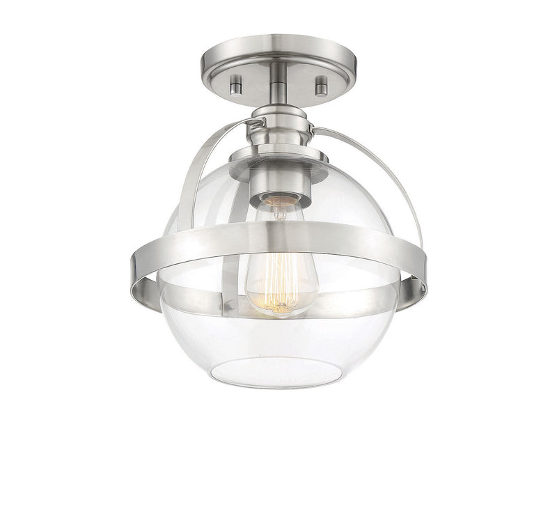 One Light Semi-Flush Mount<br /><span style="color:#4AB0CE;">Entrega: 4-10 dias en USA</span><br /><span style="color:#4AB0CE;font-size:60%;">PREGUNTE POR ENTREGA EN PANAMA</span><br />Collection: Pendleton<br />Finish: Satin Nickel