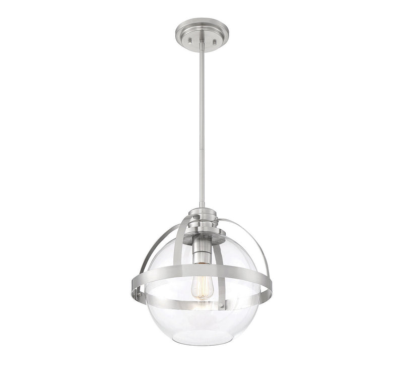 One Light Pendant<br /><span style="color:#4AB0CE;">Entrega: 4-10 dias en USA</span><br /><span style="color:#4AB0CE;font-size:60%;">PREGUNTE POR ENTREGA EN PANAMA</span><br />Collection: Pendleton<br />Finish: Satin Nickel