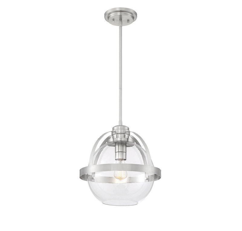 One Light Pendant<br /><span style="color:#4AB0CE;">Entrega: 4-10 dias en USA</span><br /><span style="color:#4AB0CE;font-size:60%;">PREGUNTE POR ENTREGA EN PANAMA</span><br />Collection: Pendleton<br />Finish: Satin Nickel