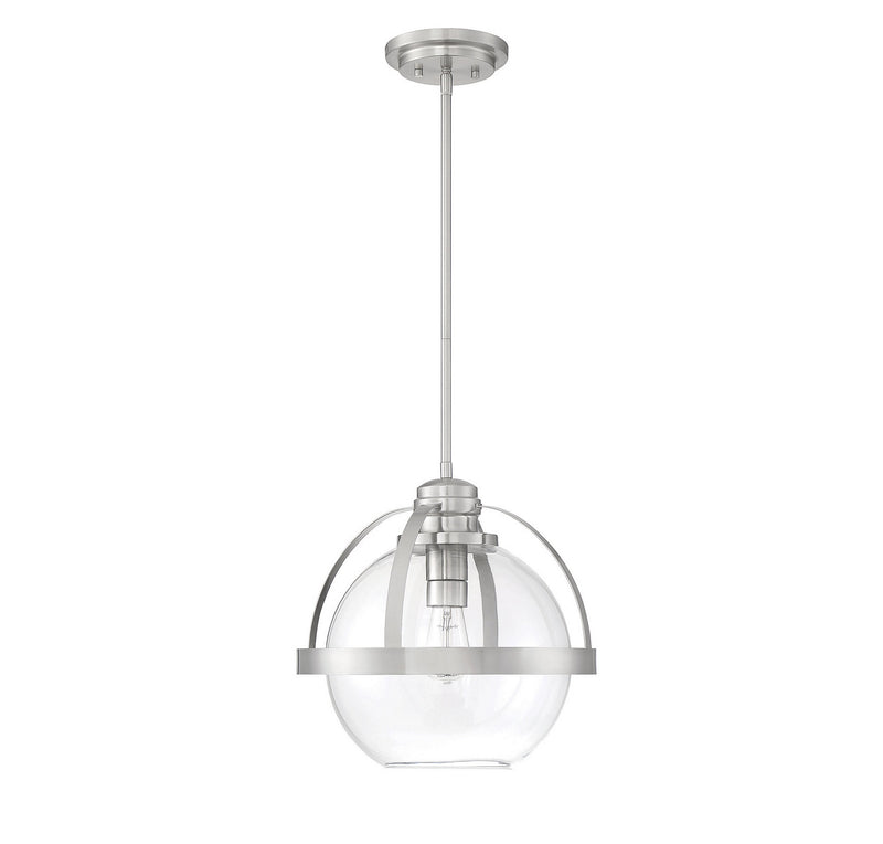 One Light Pendant<br /><span style="color:#4AB0CE;">Entrega: 4-10 dias en USA</span><br /><span style="color:#4AB0CE;font-size:60%;">PREGUNTE POR ENTREGA EN PANAMA</span><br />Collection: Pendleton<br />Finish: Satin Nickel