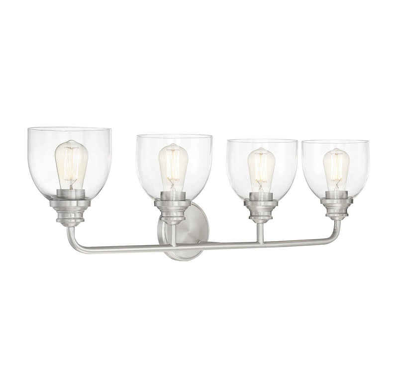 Four Light Bath Bar<br /><span style="color:#4AB0CE;">Entrega: 4-10 dias en USA</span><br /><span style="color:#4AB0CE;font-size:60%;">PREGUNTE POR ENTREGA EN PANAMA</span><br />Collection: Vale<br />Finish: Satin Nickel