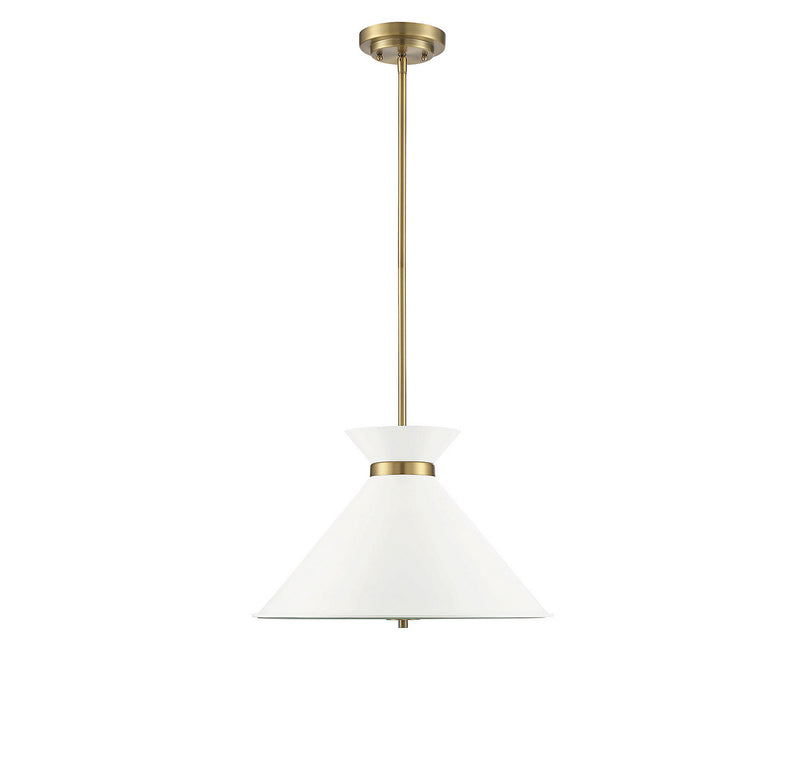 Three Light Pendant<br /><span style="color:#4AB0CE;">Entrega: 4-10 dias en USA</span><br /><span style="color:#4AB0CE;font-size:60%;">PREGUNTE POR ENTREGA EN PANAMA</span><br />Collection: Lamar<br />Finish: White with Brass Accents