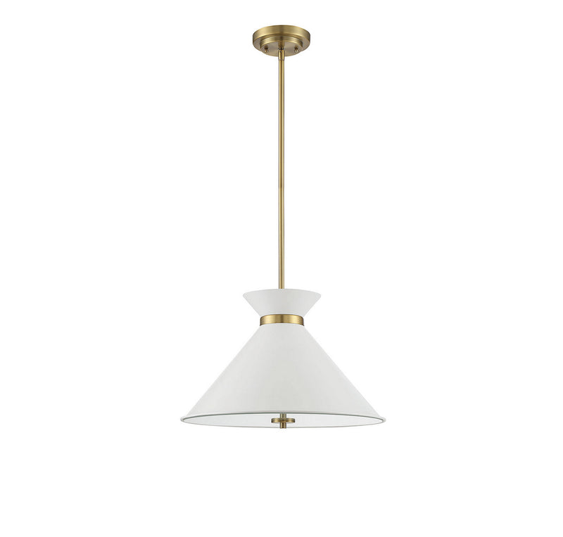 Three Light Pendant<br /><span style="color:#4AB0CE;">Entrega: 4-10 dias en USA</span><br /><span style="color:#4AB0CE;font-size:60%;">PREGUNTE POR ENTREGA EN PANAMA</span><br />Collection: Lamar<br />Finish: White with Brass Accents