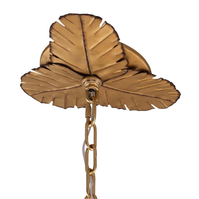 Six Light Chandelier<br /><span style="color:#4AB0CE;">Entrega: 4-10 dias en USA</span><br /><span style="color:#4AB0CE;font-size:60%;">PREGUNTE POR ENTREGA EN PANAMA</span><br />Collection: Banana Leaf<br />Finish: Gold