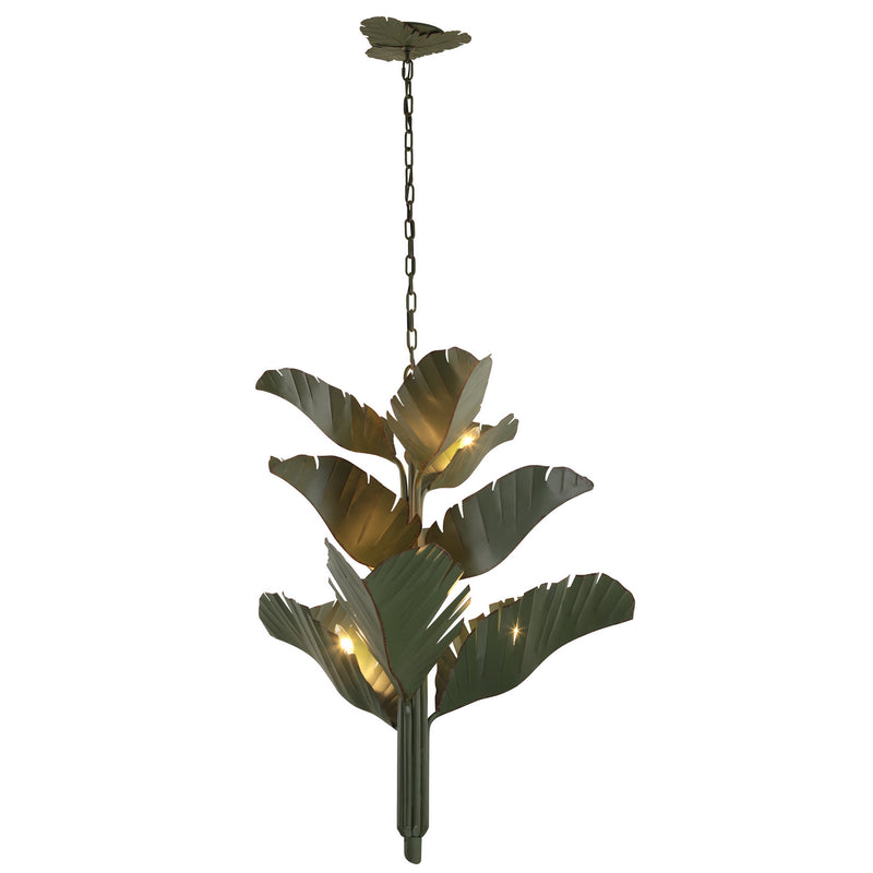 Nine Light Chandelier<br /><span style="color:#4AB0CE;">Entrega: 4-10 dias en USA</span><br /><span style="color:#4AB0CE;font-size:60%;">PREGUNTE POR ENTREGA EN PANAMA</span><br />Collection: Banana Leaf<br />Finish: Banana Leaf