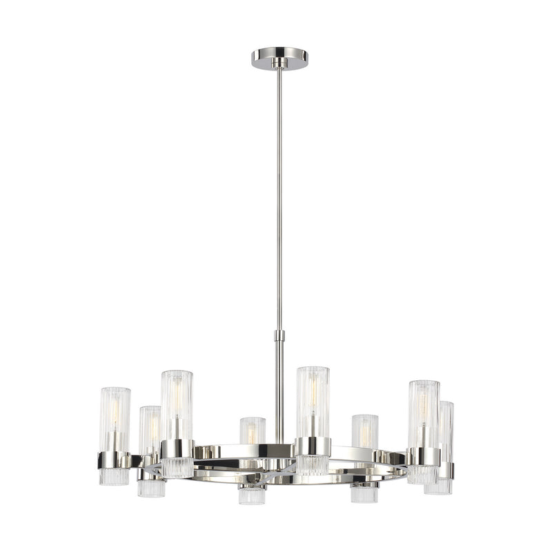 Eight Light Chandelier<br /><span style="color:#4AB0CE;">Entrega: 4-10 dias en USA</span><br /><span style="color:#4AB0CE;font-size:60%;">PREGUNTE POR ENTREGA EN PANAMA</span><br />Collection: Geneva<br />Finish: Polished Nickel