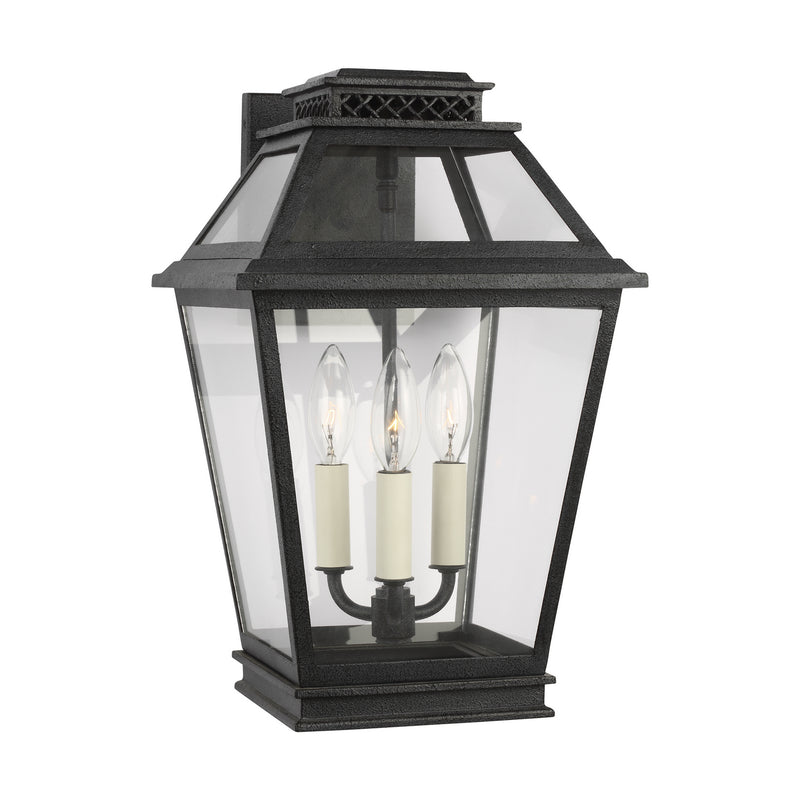 Three Light Outdoor Wall Lantern<br /><span style="color:#4AB0CE;">Entrega: 4-10 dias en USA</span><br /><span style="color:#4AB0CE;font-size:60%;">PREGUNTE POR ENTREGA EN PANAMA</span><br />Collection: Falmouth<br />Finish: Dark Weathered Zinc