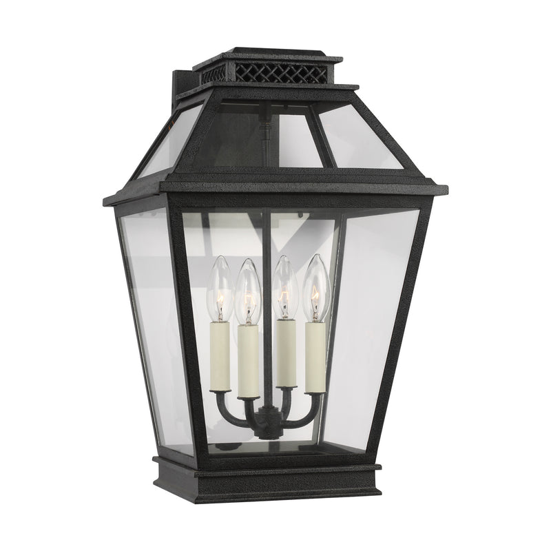 Four Light Outdoor Wall Lantern<br /><span style="color:#4AB0CE;">Entrega: 4-10 dias en USA</span><br /><span style="color:#4AB0CE;font-size:60%;">PREGUNTE POR ENTREGA EN PANAMA</span><br />Collection: Falmouth<br />Finish: Dark Weathered Zinc