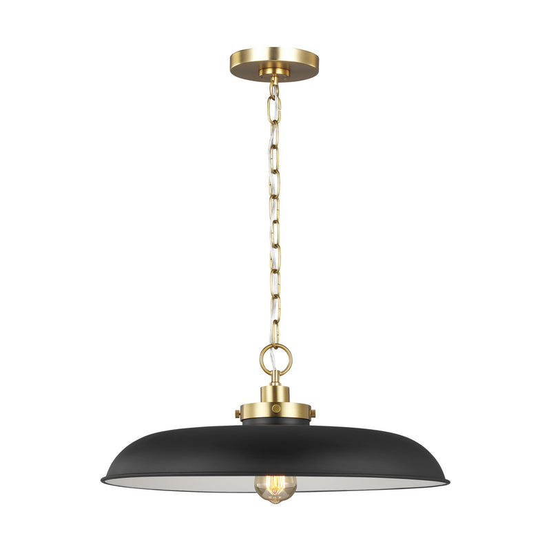 One Light Pendant<br /><span style="color:#4AB0CE;">Entrega: 4-10 dias en USA</span><br /><span style="color:#4AB0CE;font-size:60%;">PREGUNTE POR ENTREGA EN PANAMA</span><br />Collection: Wellfleet<br />Finish: Midnight Black and Burnished Brass