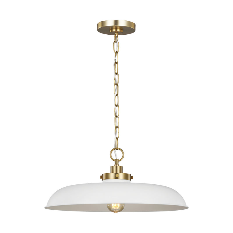 One Light Pendant<br /><span style="color:#4AB0CE;">Entrega: 4-10 dias en USA</span><br /><span style="color:#4AB0CE;font-size:60%;">PREGUNTE POR ENTREGA EN PANAMA</span><br />Collection: Wellfleet<br />Finish: Matte White and Burnished Brass