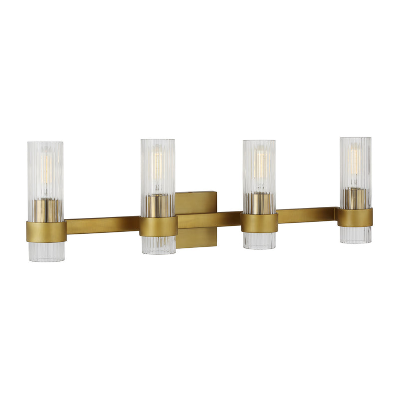 Four Light Vanity<br /><span style="color:#4AB0CE;">Entrega: 4-10 dias en USA</span><br /><span style="color:#4AB0CE;font-size:60%;">PREGUNTE POR ENTREGA EN PANAMA</span><br />Collection: Geneva<br />Finish: Burnished Brass