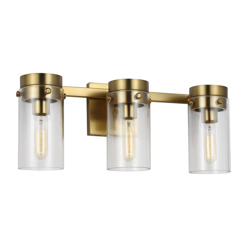 Three Light Vanity<br /><span style="color:#4AB0CE;">Entrega: 4-10 dias en USA</span><br /><span style="color:#4AB0CE;font-size:60%;">PREGUNTE POR ENTREGA EN PANAMA</span><br />Collection: Garrett<br />Finish: Burnished Brass
