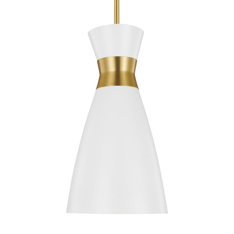 One Light Pendant<br /><span style="color:#4AB0CE;">Entrega: 4-10 dias en USA</span><br /><span style="color:#4AB0CE;font-size:60%;">PREGUNTE POR ENTREGA EN PANAMA</span><br />Collection: Heath<br />Finish: Matte White and Burnished Brass