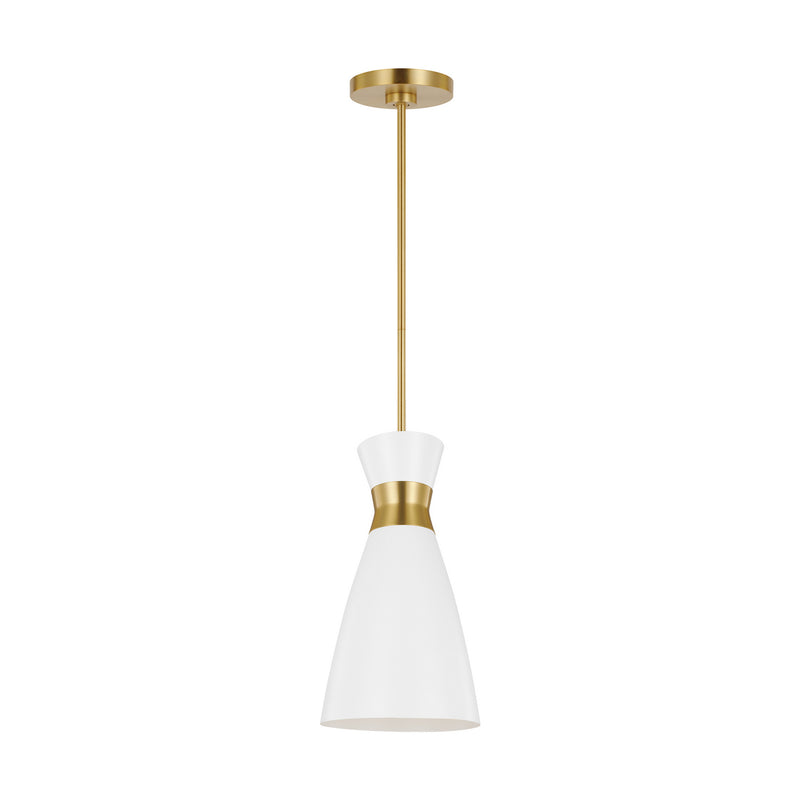 One Light Pendant<br /><span style="color:#4AB0CE;">Entrega: 4-10 dias en USA</span><br /><span style="color:#4AB0CE;font-size:60%;">PREGUNTE POR ENTREGA EN PANAMA</span><br />Collection: Heath<br />Finish: Matte White and Burnished Brass