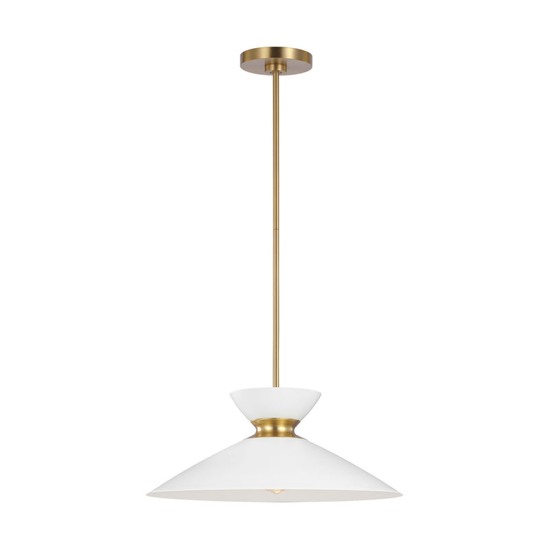 One Light Pendant<br /><span style="color:#4AB0CE;">Entrega: 4-10 dias en USA</span><br /><span style="color:#4AB0CE;font-size:60%;">PREGUNTE POR ENTREGA EN PANAMA</span><br />Collection: Heath<br />Finish: Matte White and Burnished Brass
