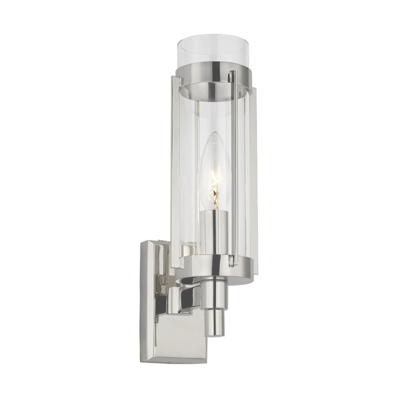 One Light Wall Sconce<br /><span style="color:#4AB0CE;">Entrega: 4-10 dias en USA</span><br /><span style="color:#4AB0CE;font-size:60%;">PREGUNTE POR ENTREGA EN PANAMA</span><br />Collection: Flynn<br />Finish: Polished Nickel
