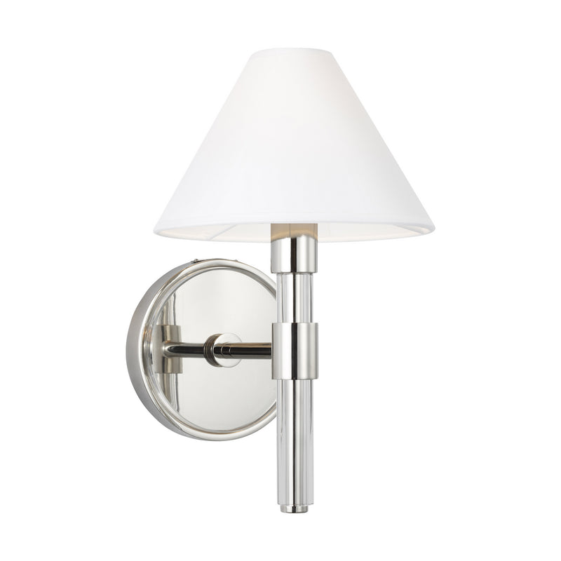 One Light Wall Sconce<br /><span style="color:#4AB0CE;">Entrega: 4-10 dias en USA</span><br /><span style="color:#4AB0CE;font-size:60%;">PREGUNTE POR ENTREGA EN PANAMA</span><br />Collection: Robert<br />Finish: Polished Nickel