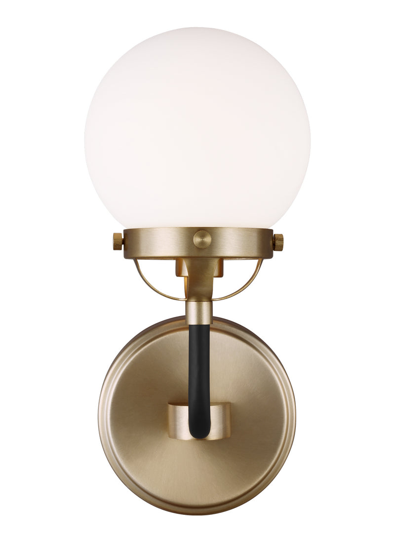 One Light Wall Sconce<br /><span style="color:#4AB0CE;">Entrega: 4-10 dias en USA</span><br /><span style="color:#4AB0CE;font-size:60%;">PREGUNTE POR ENTREGA EN PANAMA</span><br />Collection: Cafe<br />Finish: Satin Brass