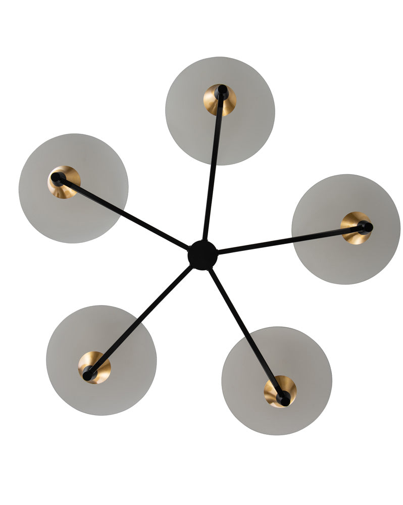 Kalco - 513671BWB - LED Chandelier - Redding - Matte Black w White and Brass Accent