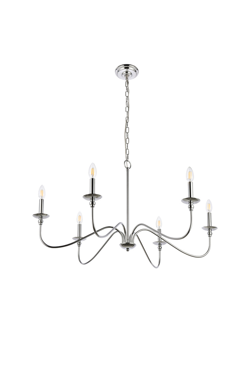 Six Lights Chandelier<br /><span style="color:#4AB0CE;">Entrega: 4-10 dias en USA</span><br /><span style="color:#4AB0CE;font-size:60%;">PREGUNTE POR ENTREGA EN PANAMA</span><br />Collection: Rohan<br />Finish: Polished Nickel