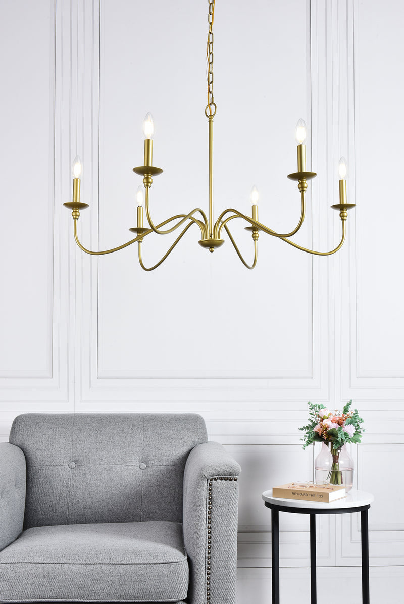 Six Lights Chandelier<br /><span style="color:#4AB0CE;">Entrega: 4-10 dias en USA</span><br /><span style="color:#4AB0CE;font-size:60%;">PREGUNTE POR ENTREGA EN PANAMA</span><br />Collection: Rohan<br />Finish: Brass