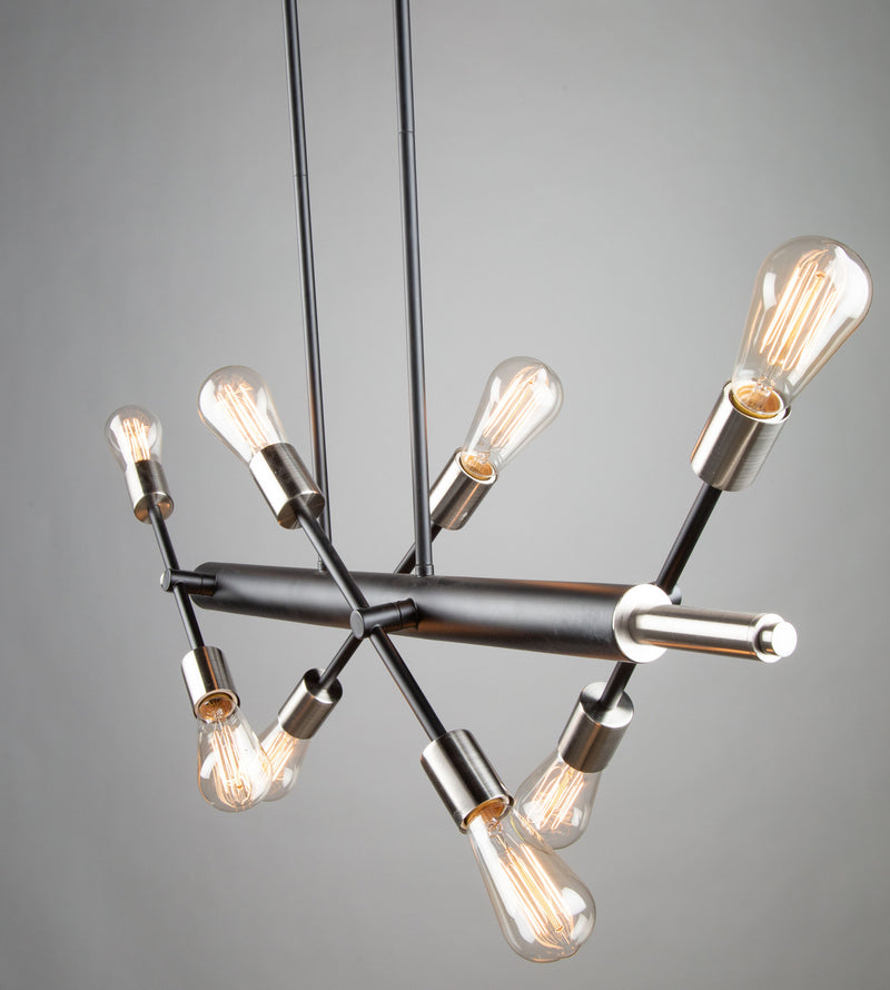 Eight Light Island Pendant<br /><span style="color:#4AB0CE;">Entrega: 4-10 dias en USA</span><br /><span style="color:#4AB0CE;font-size:60%;">PREGUNTE POR ENTREGA EN PANAMA</span><br />Collection: Truro<br />Finish: Black & Brushed Nickel