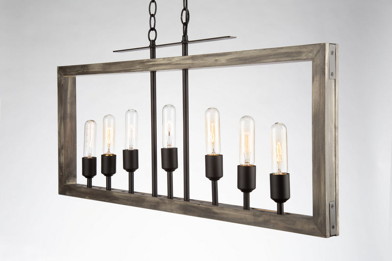 Seven Light Island Pendant<br /><span style="color:#4AB0CE;">Entrega: 4-10 dias en USA</span><br /><span style="color:#4AB0CE;font-size:60%;">PREGUNTE POR ENTREGA EN PANAMA</span><br />Collection: Gatehouse<br />Finish: Beach Wood & Black
