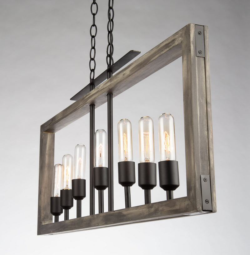 Seven Light Island Pendant<br /><span style="color:#4AB0CE;">Entrega: 4-10 dias en USA</span><br /><span style="color:#4AB0CE;font-size:60%;">PREGUNTE POR ENTREGA EN PANAMA</span><br />Collection: Gatehouse<br />Finish: Beach Wood & Black