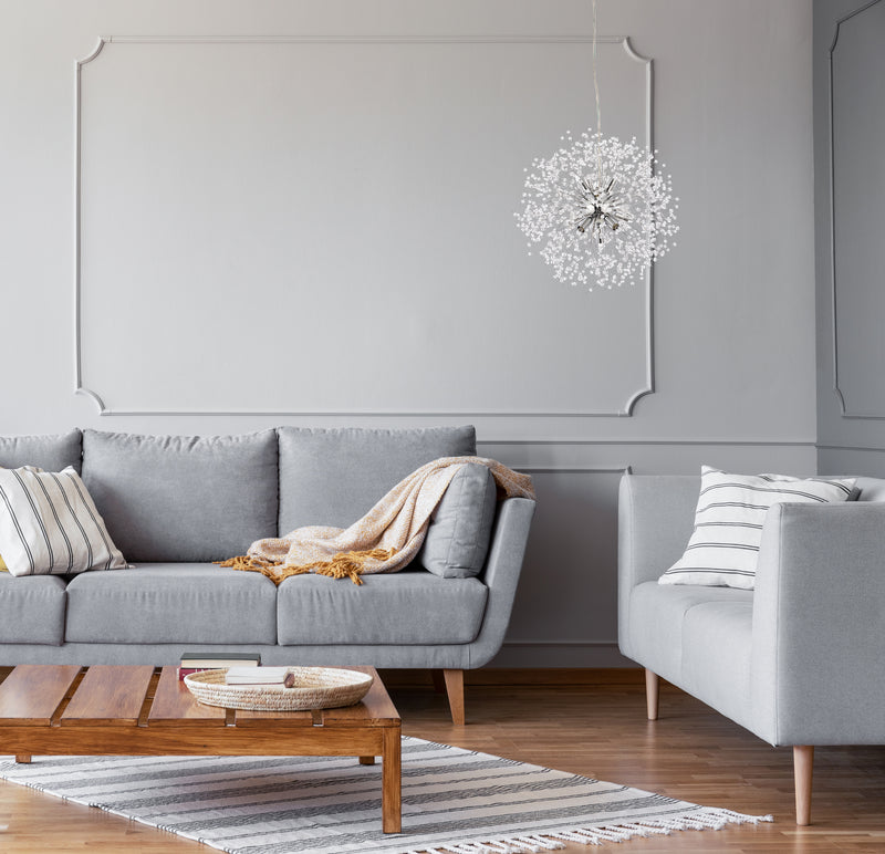 Nine Light Pendant<br /><span style="color:#4AB0CE;">Entrega: 4-10 dias en USA</span><br /><span style="color:#4AB0CE;font-size:60%;">PREGUNTE POR ENTREGA EN PANAMA</span><br />Collection: Solace<br />Finish: Chrome