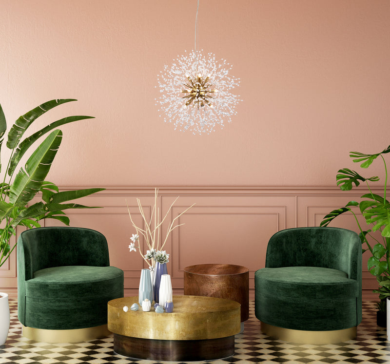 12 Light Pendant<br /><span style="color:#4AB0CE;">Entrega: 7-8 semanas en USA</span><br /><span style="color:#4AB0CE;font-size:60%;">PREGUNTE POR ENTREGA EN PANAMA</span><br />Collection: Solace<br />Finish: Gold