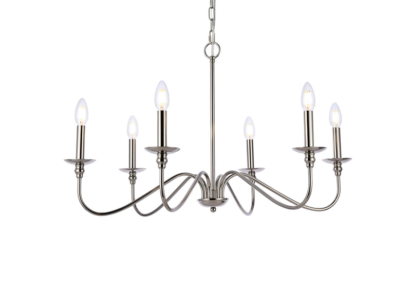 Six Light Chandelier<br /><span style="color:#4AB0CE;">Entrega: 4-10 dias en USA</span><br /><span style="color:#4AB0CE;font-size:60%;">PREGUNTE POR ENTREGA EN PANAMA</span><br />Collection: Rohan<br />Finish: Polished Nickel