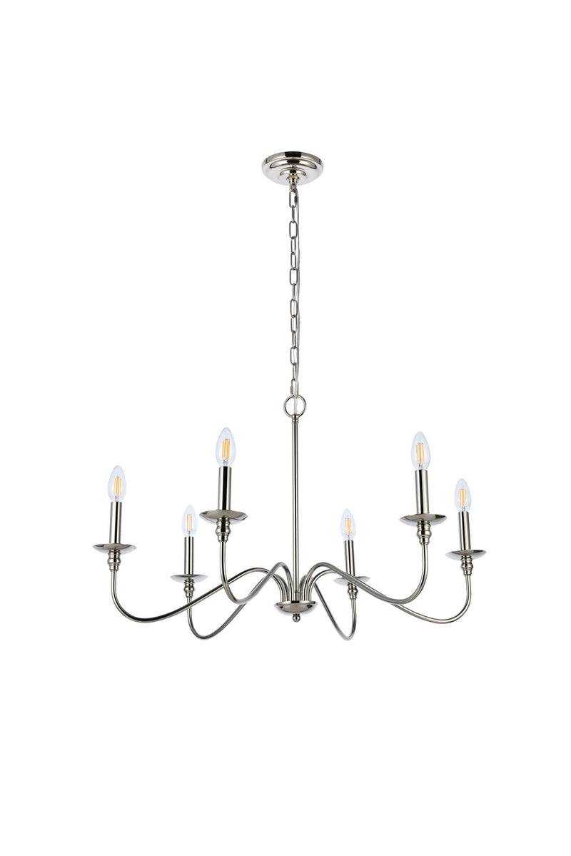 Six Light Chandelier<br /><span style="color:#4AB0CE;">Entrega: 4-10 dias en USA</span><br /><span style="color:#4AB0CE;font-size:60%;">PREGUNTE POR ENTREGA EN PANAMA</span><br />Collection: Rohan<br />Finish: Polished Nickel