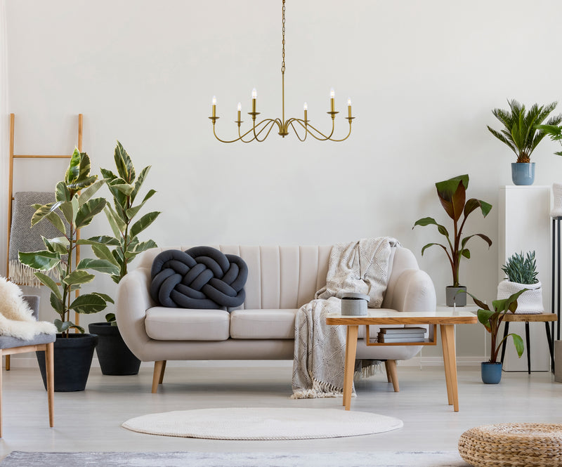 Six Light Chandelier<br /><span style="color:#4AB0CE;">Entrega: 4-10 dias en USA</span><br /><span style="color:#4AB0CE;font-size:60%;">PREGUNTE POR ENTREGA EN PANAMA</span><br />Collection: Rohan<br />Finish: Brass