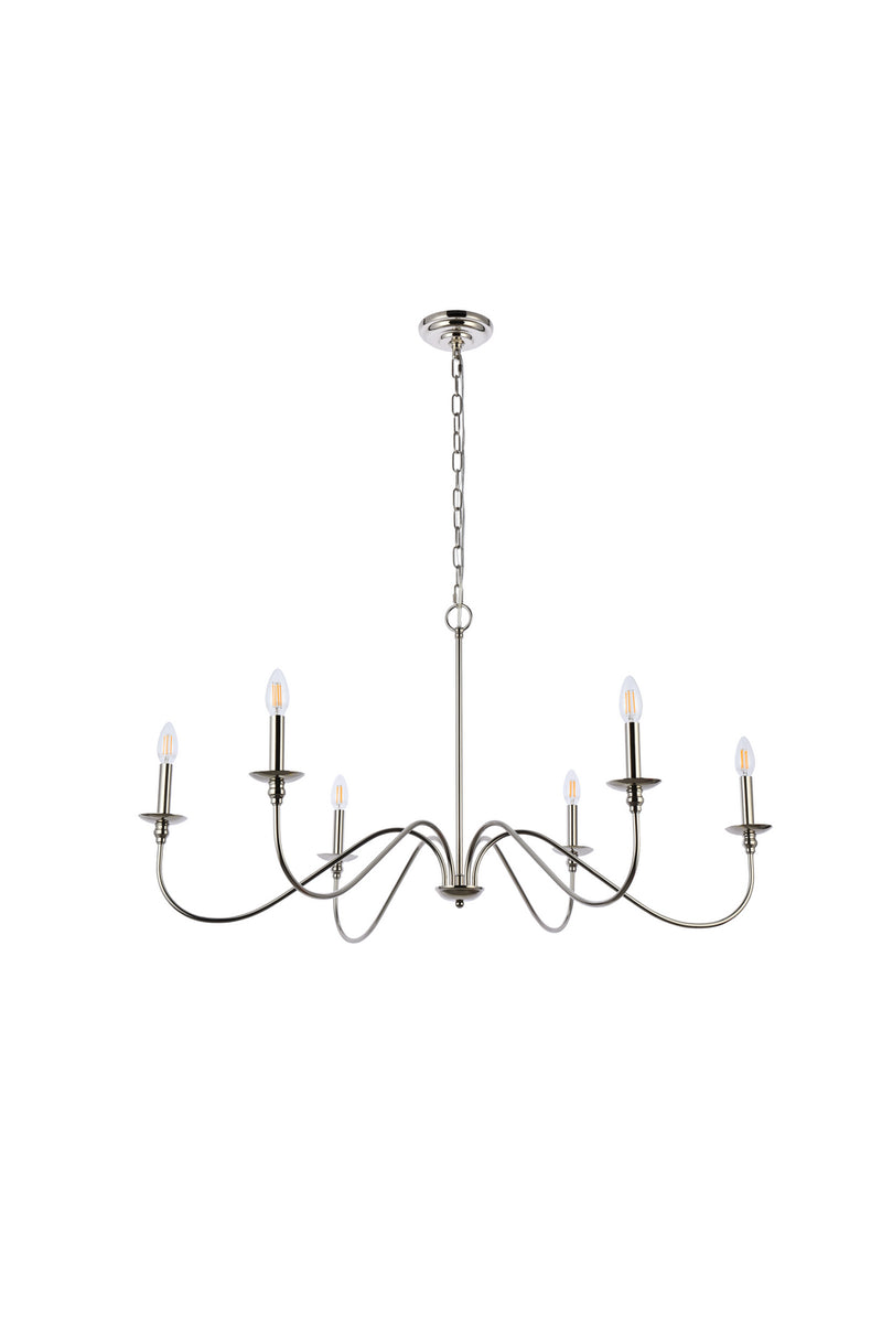 Six Light Chandelier<br /><span style="color:#4AB0CE;">Entrega: 4-10 dias en USA</span><br /><span style="color:#4AB0CE;font-size:60%;">PREGUNTE POR ENTREGA EN PANAMA</span><br />Collection: Rohan<br />Finish: Polished Nickel
