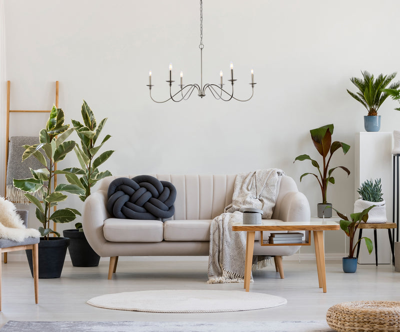 Six Light Chandelier<br /><span style="color:#4AB0CE;">Entrega: 4-10 dias en USA</span><br /><span style="color:#4AB0CE;font-size:60%;">PREGUNTE POR ENTREGA EN PANAMA</span><br />Collection: Rohan<br />Finish: Polished Nickel