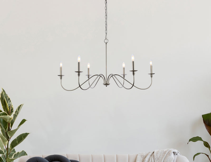 Elegant Lighting - LD5056D42PN - Six Light Chandelier - Rohan - Polished Nickel