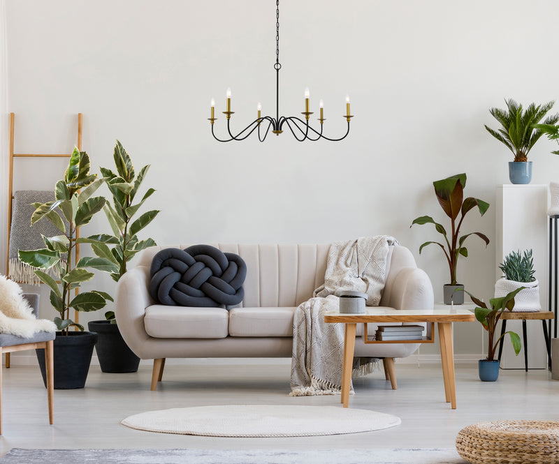 Six Light Chandelier<br /><span style="color:#4AB0CE;">Entrega: 4-10 dias en USA</span><br /><span style="color:#4AB0CE;font-size:60%;">PREGUNTE POR ENTREGA EN PANAMA</span><br />Collection: Rohan<br />Finish: brass