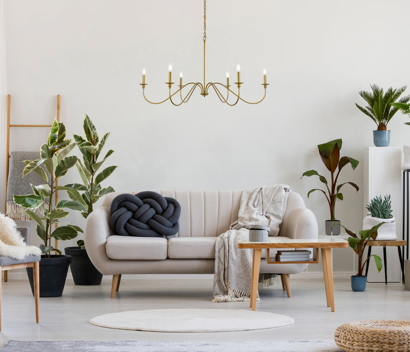 Six Light Chandelier<br /><span style="color:#4AB0CE;">Entrega: 15-16 semanas en USA</span><br /><span style="color:#4AB0CE;font-size:60%;">PREGUNTE POR ENTREGA EN PANAMA</span><br />Collection: Rohan<br />Finish: Brass