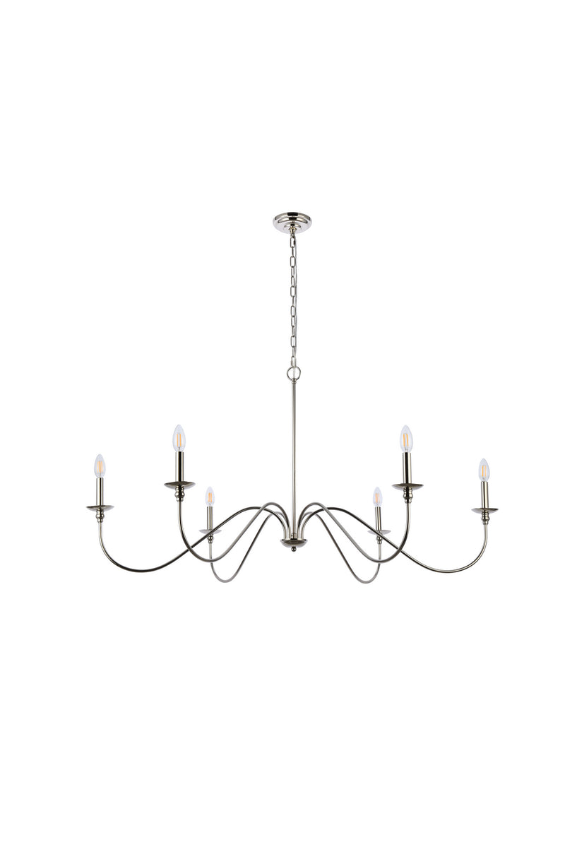 Six Light Chandelier<br /><span style="color:#4AB0CE;">Entrega: 4-10 dias en USA</span><br /><span style="color:#4AB0CE;font-size:60%;">PREGUNTE POR ENTREGA EN PANAMA</span><br />Collection: Rohan<br />Finish: Polished Nickel