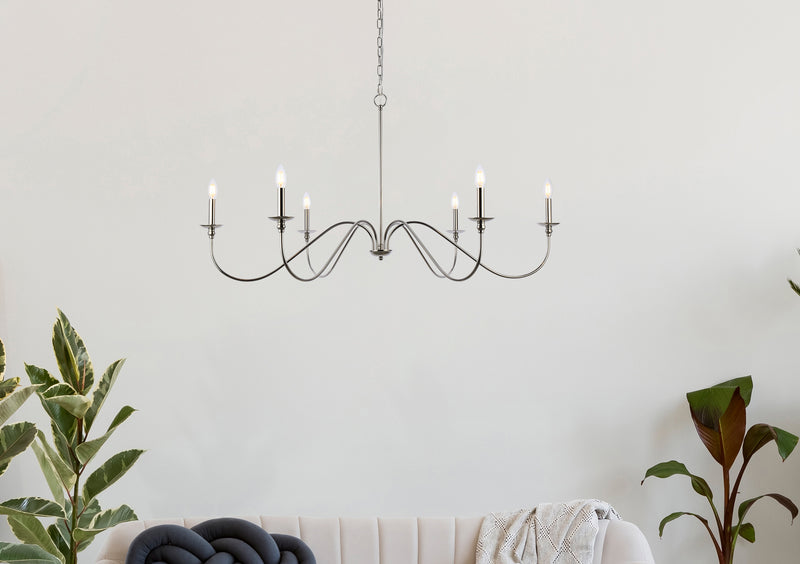Elegant Lighting - LD5056D48PN - Six Light Chandelier - Rohan - Polished Nickel