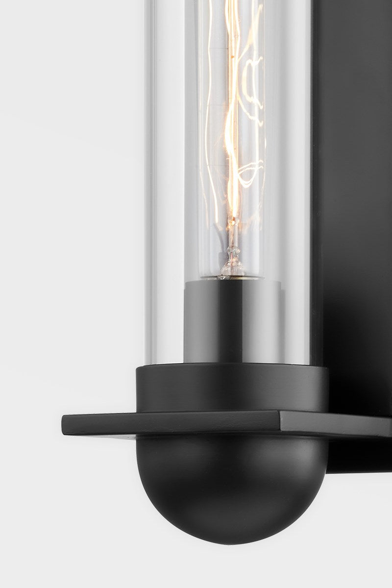 One Light Wall Sconce<br /><span style="color:#4AB0CE;">Entrega: 4-10 dias en USA</span><br /><span style="color:#4AB0CE;font-size:60%;">PREGUNTE POR ENTREGA EN PANAMA</span><br />Collection: Kai<br />Finish: Satin Black