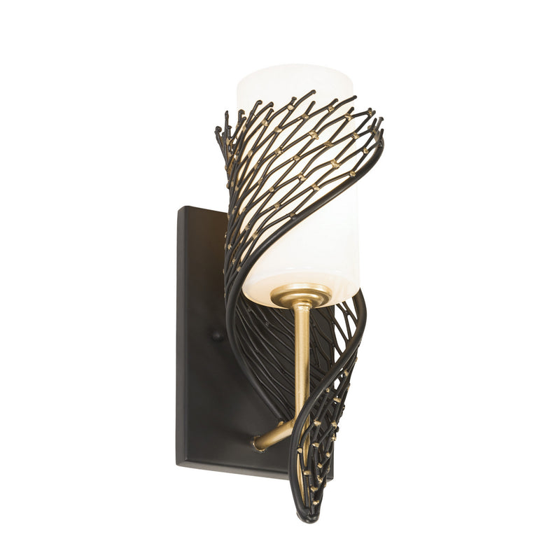 One Light Wall Sconce<br /><span style="color:#4AB0CE;">Entrega: 1-2 semanas en USA</span><br /><span style="color:#4AB0CE;font-size:60%;">PREGUNTE POR ENTREGA EN PANAMA</span><br />Collection: Flow<br />Finish: Matte Black/French Gold