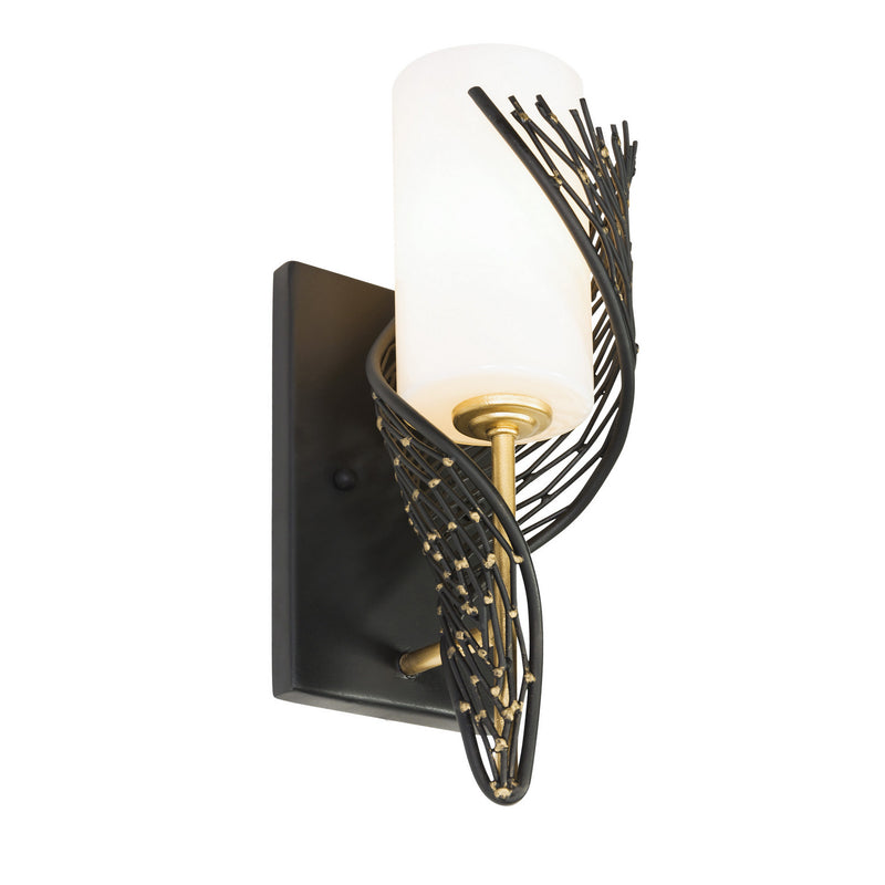 One Light Wall Sconce<br /><span style="color:#4AB0CE;">Entrega: 4-10 dias en USA</span><br /><span style="color:#4AB0CE;font-size:60%;">PREGUNTE POR ENTREGA EN PANAMA</span><br />Collection: Flow<br />Finish: Matte Black/French Gold