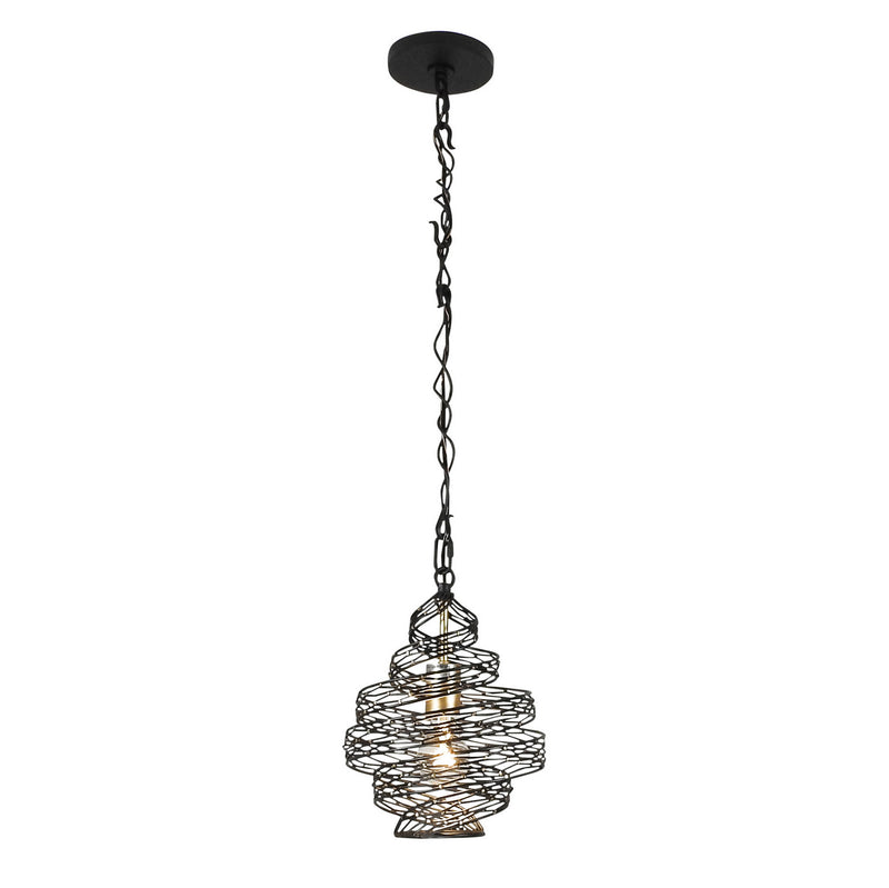 One Light Mini Pendant<br /><span style="color:#4AB0CE;">Entrega: 4-10 dias en USA</span><br /><span style="color:#4AB0CE;font-size:60%;">PREGUNTE POR ENTREGA EN PANAMA</span><br />Collection: Flow<br />Finish: Matte Black/French Gold