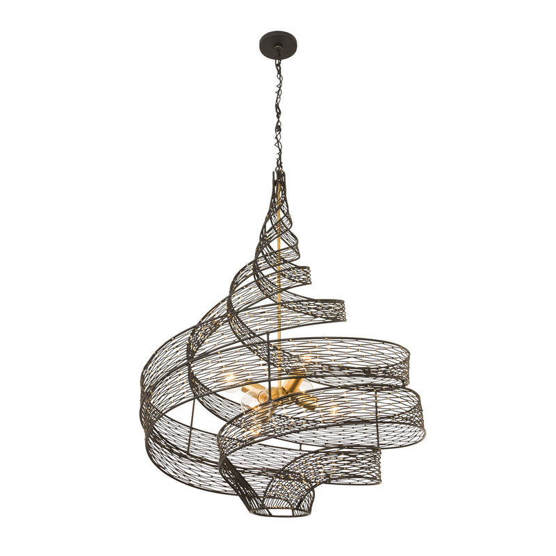 Six Light Pendant<br /><span style="color:#4AB0CE;">Entrega: 4-10 dias en USA</span><br /><span style="color:#4AB0CE;font-size:60%;">PREGUNTE POR ENTREGA EN PANAMA</span><br />Collection: Flow<br />Finish: Matte Black/French Gold