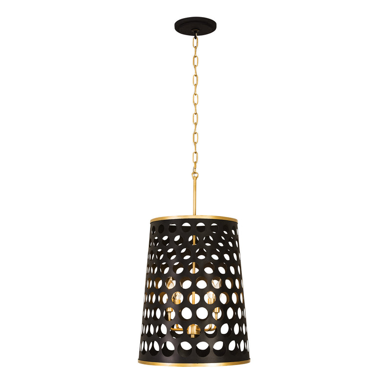 Four Light Foyer Pendant<br /><span style="color:#4AB0CE;">Entrega: 4-10 dias en USA</span><br /><span style="color:#4AB0CE;font-size:60%;">PREGUNTE POR ENTREGA EN PANAMA</span><br />Collection: Bailey<br />Finish: Matte Black/French Gold