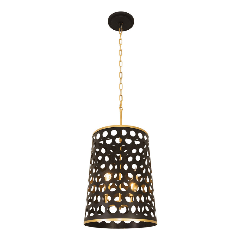 Four Light Foyer Pendant<br /><span style="color:#4AB0CE;">Entrega: 4-10 dias en USA</span><br /><span style="color:#4AB0CE;font-size:60%;">PREGUNTE POR ENTREGA EN PANAMA</span><br />Collection: Bailey<br />Finish: Matte Black/French Gold