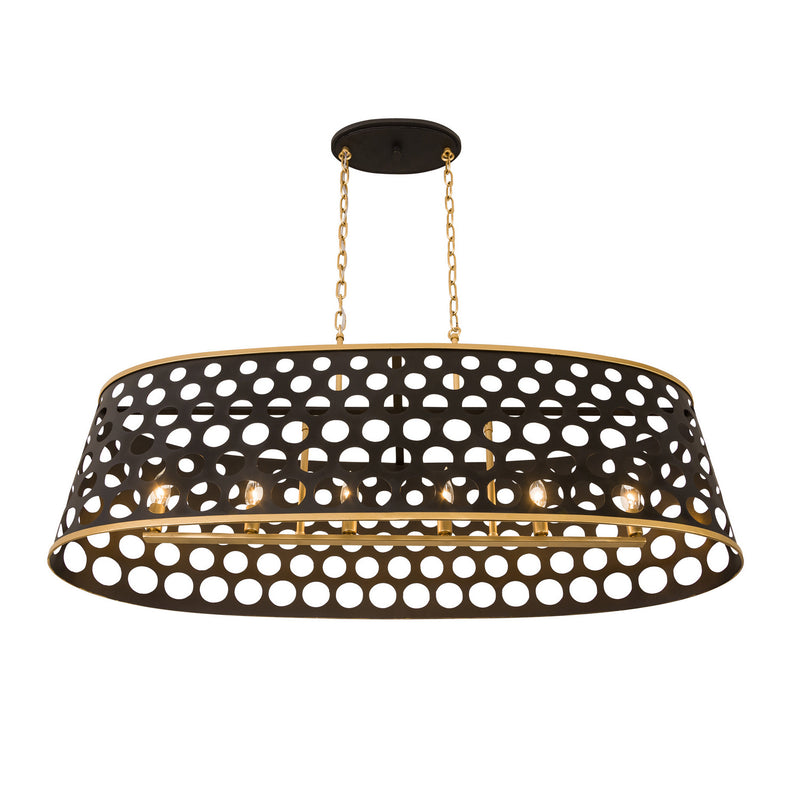 Six Light Pendant<br /><span style="color:#4AB0CE;">Entrega: 4-10 dias en USA</span><br /><span style="color:#4AB0CE;font-size:60%;">PREGUNTE POR ENTREGA EN PANAMA</span><br />Collection: Bailey<br />Finish: Matte Black/French Gold