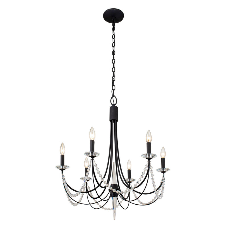 Six Light Chandelier<br /><span style="color:#4AB0CE;">Entrega: 4-10 dias en USA</span><br /><span style="color:#4AB0CE;font-size:60%;">PREGUNTE POR ENTREGA EN PANAMA</span><br />Collection: Brentwood<br />Finish: Carbon Black